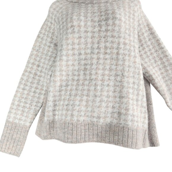 RD Style Womens Houndstooth Turtleneck Sweater Large NWT Cream Beige Neutral - Picture 4 of 7